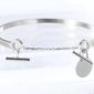 Bracelet jonc fermoir chaîne T et médaille à personnaliser
