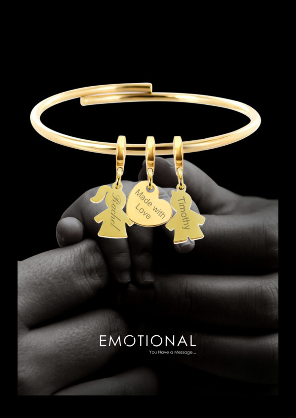 Bracelet Jonc magique ajustable acier doré spécial beads & charm's