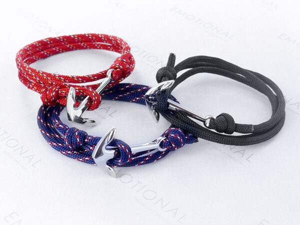 Bracelet cordon et ancre acier à personnaliser | Couleur cordon : Bleu caméléon