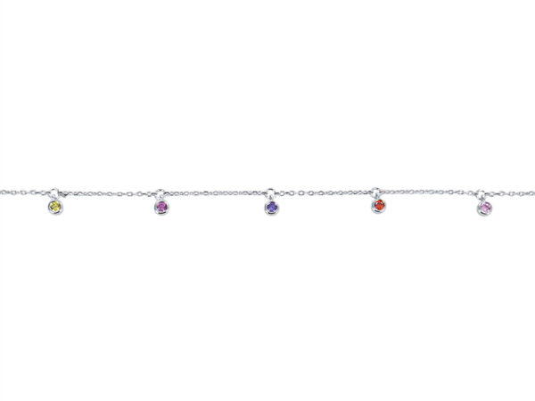 Bracelet 5 charm's Oxydes de Zirconium Arc en Ciel | 01 - Longueur du Bijou : 16 + 3 cm