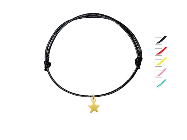 Bracelet cordon ajustable étoile acier doré