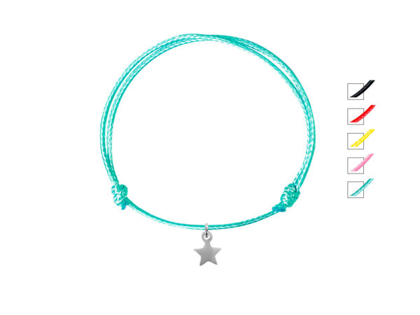 Bracelet cordon ajustable étoile acier argenté