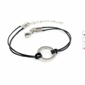 Bracelet cordon et petit anneau acier à personnaliser