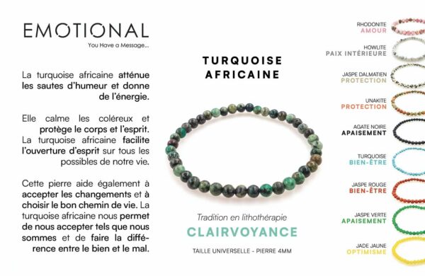 Bracelet pierres naturelles - Turquoise d'Afrique (4mm)
