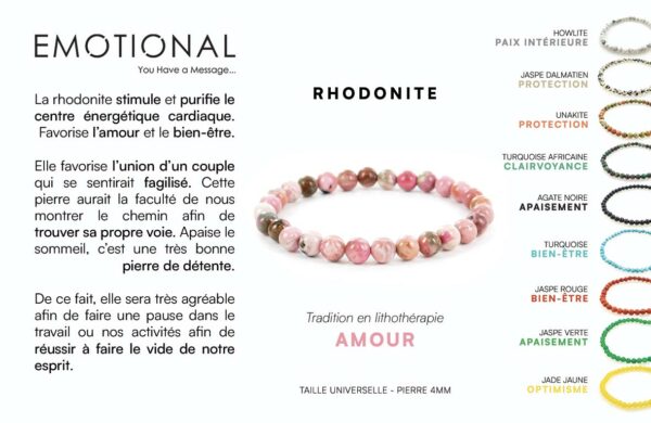 Bracelet pierres naturelles - Rhodonite (4mm)