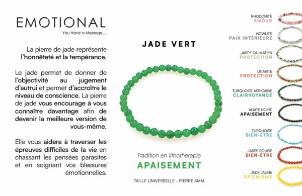 Bracelet pierres naturelles - Jade vert (4mm)