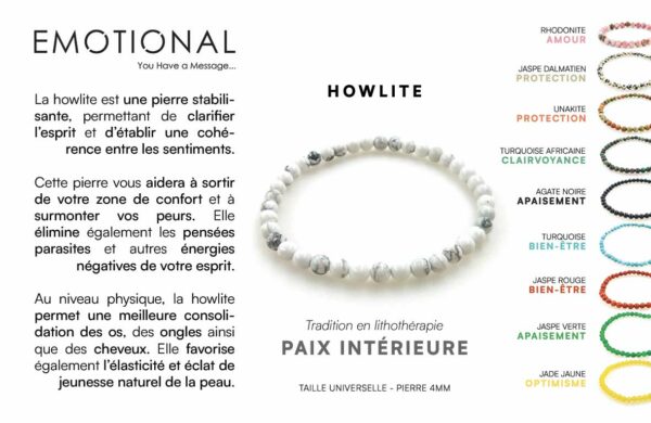 Bracelet pierres naturelles - Howlite (4mm)