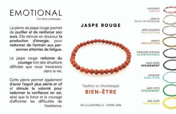 Bracelet pierres naturelles - Jaspe rouge (4mm)