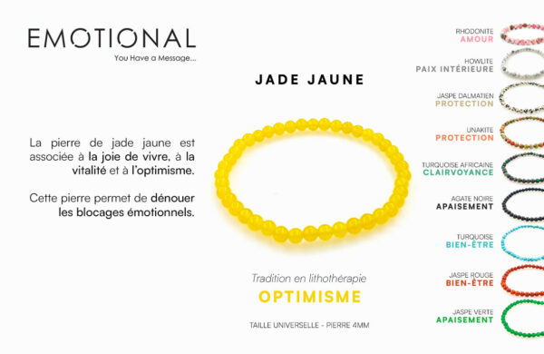 Bracelet pierres naturelles - Jade jaune(4mm)