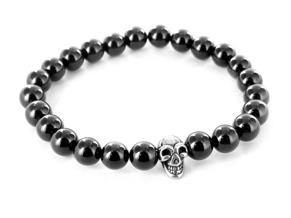 Bracelet perle onyx noir "Tête de Mort "