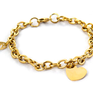 Bracelet chaîne acier doré aile et coeur à personnaliser