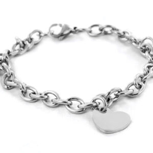 Bracelet chaîne acier étoile et coeur à personnaliser