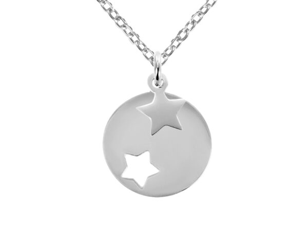 Collier médaille étoile et étoile acier à personnaliser