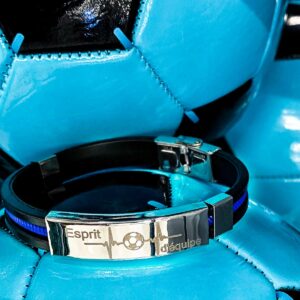Bracelet SPORT homme silicone et acier pré personnalisé passion "FOOTBALL"