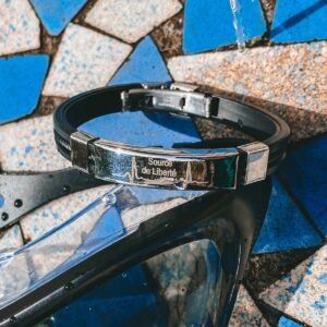 Bracelet SPORT homme silicone et acier pré personnalisé passion " NATATION"