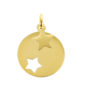 Pendentif médaille étoile et étoile acier doré à personnaliser
