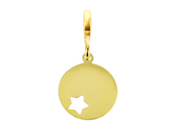 Pendentif acier doré petite médaille étoile à personnaliser | Pendentif : Version e-charm's