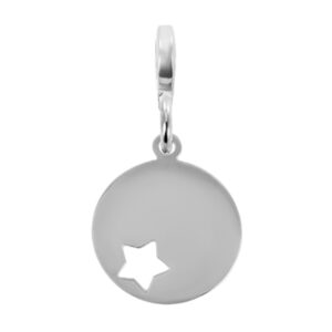 Pendentif acier petite médaille étoile à personnaliser | Pendentif : Version e-charm's