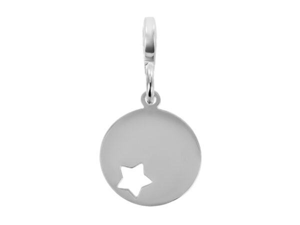 Pendentif acier petite médaille étoile à personnaliser | Pendentif : Version e-charm's