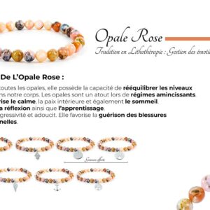 Bracelet pierres semi-précieuses : OPALE ROSE