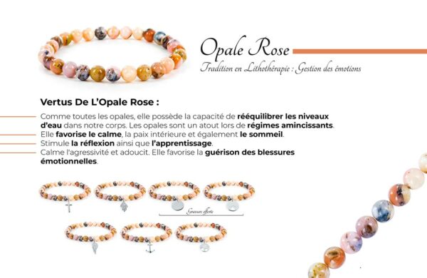 Bracelet pierres semi-précieuses : OPALE ROSE