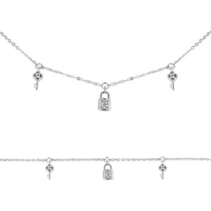 Bracelet ajustable 5 charm's Oxydes de Zirconium | 01 - Longueur du Bijou : 16 + 3 cm