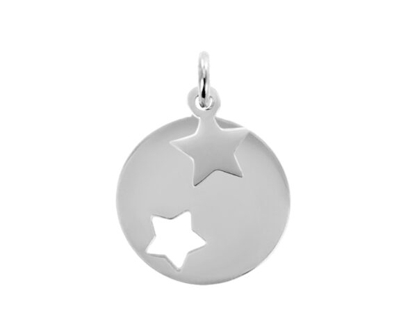 Pendentif médaille étoile et étoile acier à personnaliser