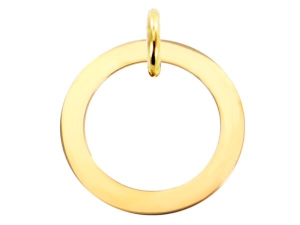 Pendentif grand anneau acier doré à personnaliser