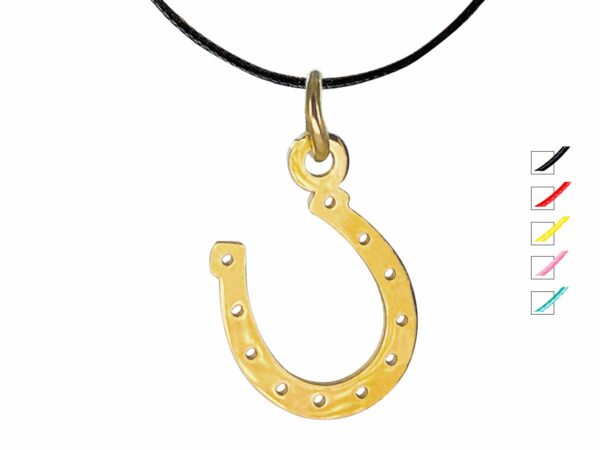 Collier cordon ajustable orné d'un pendentif fer à cheval doré