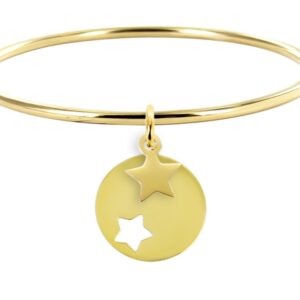 Bracelet jonc médaille étoile acier doré à personnaliser et étoile