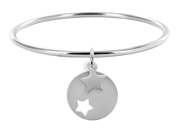 Bracelet jonc médaille étoile acier à personnaliser et étoile