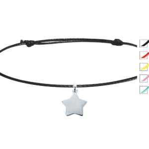 Bracelet cordon ajustable orné d'un pendentif étoile en argent