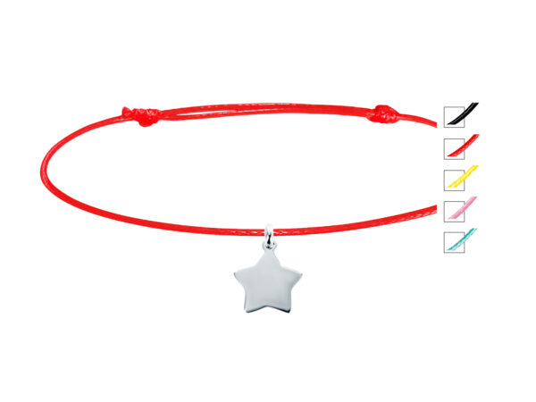 Bracelet cordon ajustable orné d'un pendentif étoile en argent