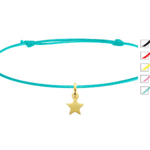 Bracelet cordon ajustable étoile acier doré