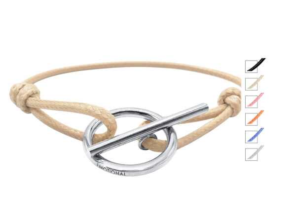 Bracelet cordon ajustable avec fermoir T en acier inoxydable