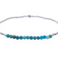 Bracelet élastique avec perles naturelles (Apatite) et acier inoxydable argenté