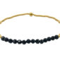 Bracelet élastique avec perles naturelles (Agate noire) et acier inoxydable doré