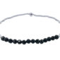 Bracelet élastique avec perles naturelles (Agate noire) et acier inoxydable argenté