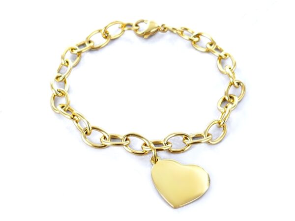 Bracelet chaîne coeur acier doré à personnaliser