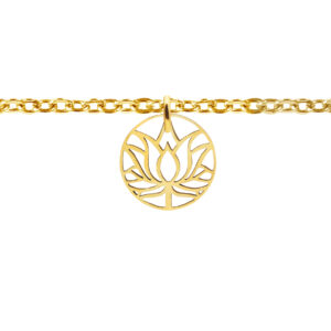 Bracelet chaînette avec pampille fleur de lotus en acier inoxydable doré