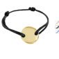 Bracelet cordon ajustable avec médaille ronde en acier inoxydable argenté à personnaliser