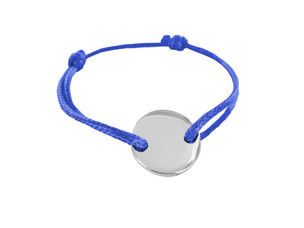 Bracelet cordon ajustable avec médaille ronde en acier inoxydable argenté à personnaliser