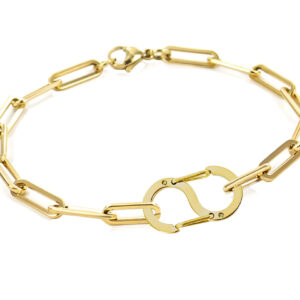Bracelet chaine maille xl agrémenté d'un pendentifs S en acier inoxydable doré