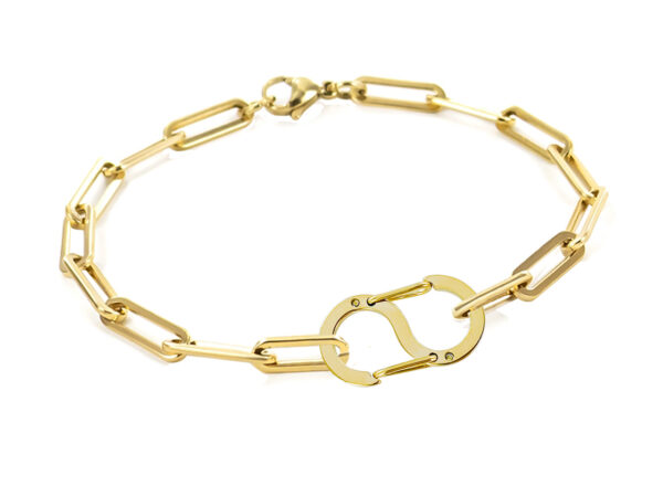 Bracelet chaine maille xl agrémenté d'un pendentifs S en acier inoxydable doré