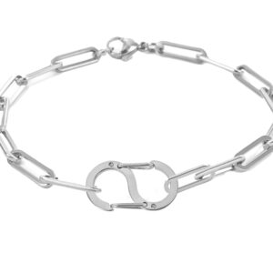 Bracelet chaine maille xl agrémenté d'un pendentifs S en acier inoxydable argenté