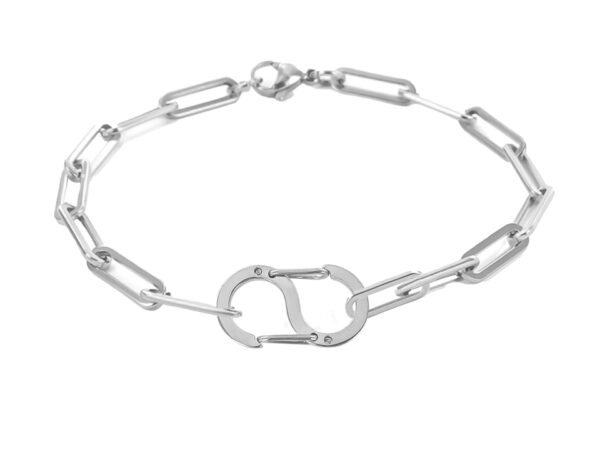 Bracelet chaine maille xl agrémenté d'un pendentifs S en acier inoxydable argenté