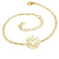 Bracelet chaine en acier 2 trous | 05 - Couleur du Métal doré / Orné d'un Pendentif fleur de lotus en acier inoxydable adoré