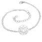 Bracelet chaine en acier 2 trous | 05 - Couleur du Métal argent/ Orné d'un Pendentif fleur de lotus en acier inoxydable argenté