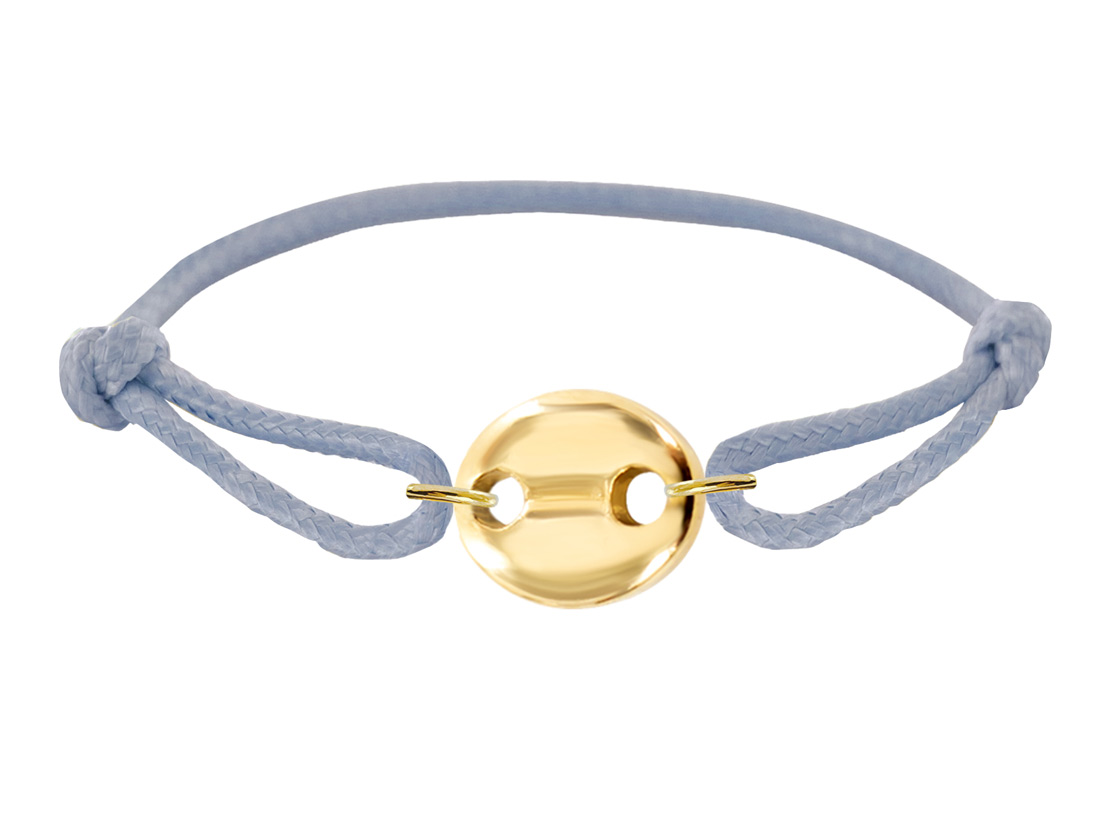 Bracelet ajustable décoré d'un pendentif GRAIN DE CAFE en acier inoxydable doré