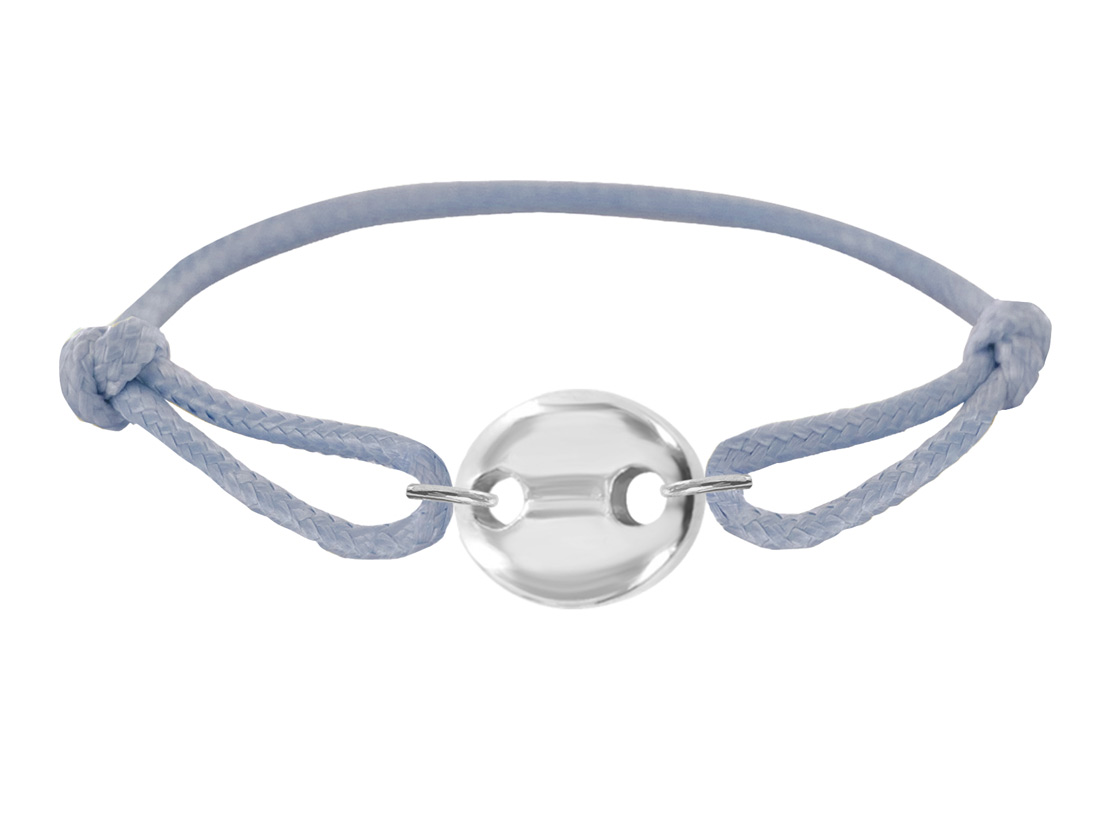 Bracelet ajustable décoré d'un pendentif GRAIN DE CAFE en acier inoxydable argenté